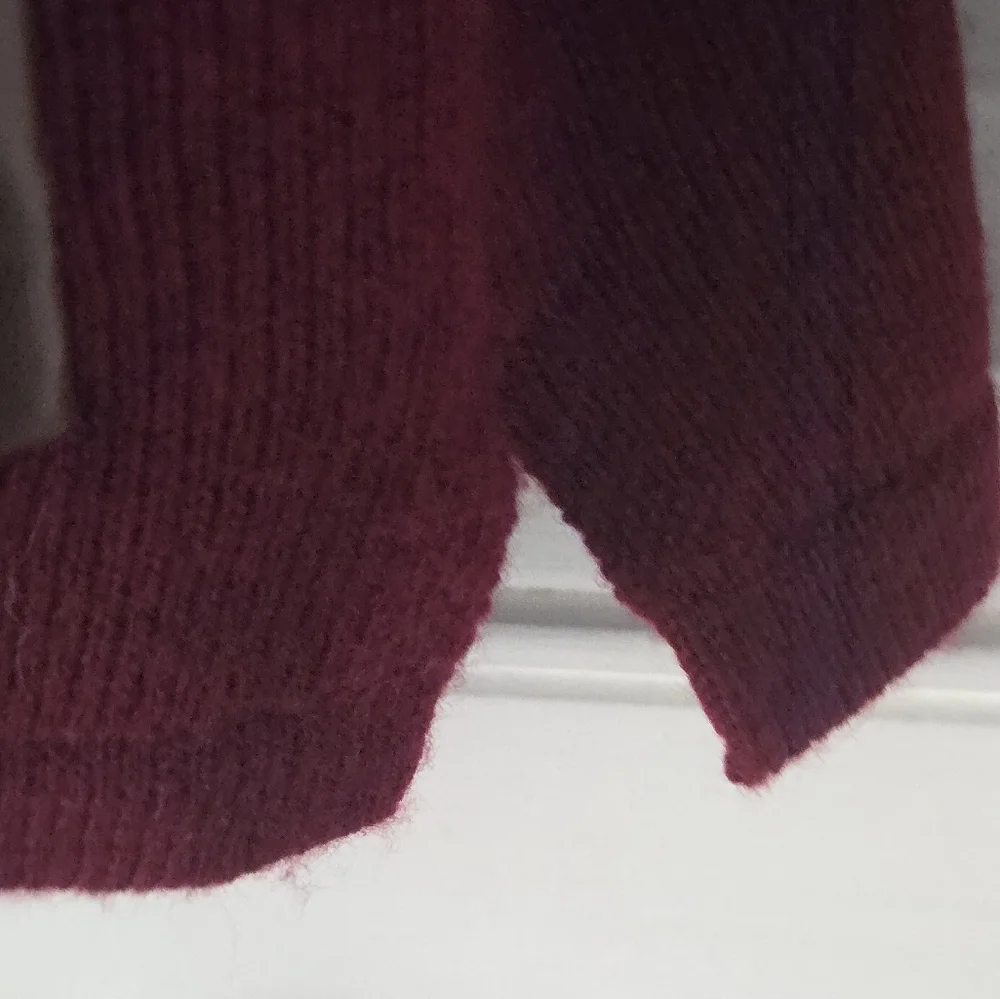 J.Crew Merino Wool Burgundy Sweater Faux Leather Pockets Size L